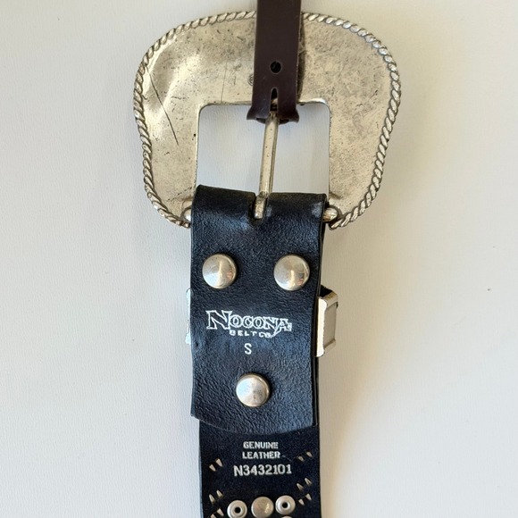 Vintage Nocona Belt Women Small Black Western Rhinestone Studded Leather NWT
